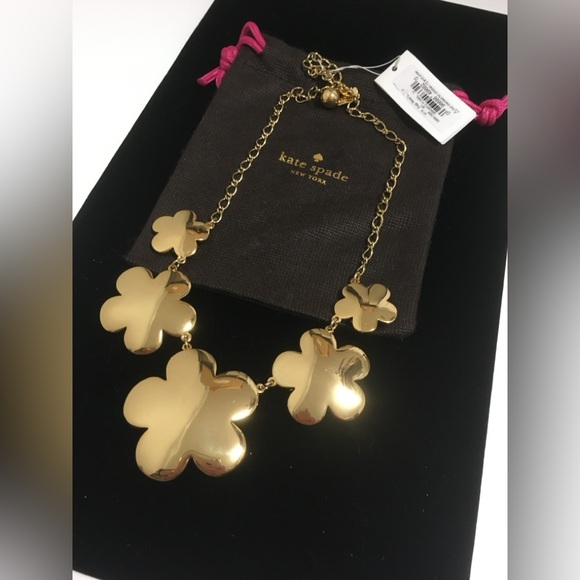🆕KATE SPADE - NWT - PINK / GOLD FLORAL NECKLACE AND EARRINGS SET - Picture 10 of 16